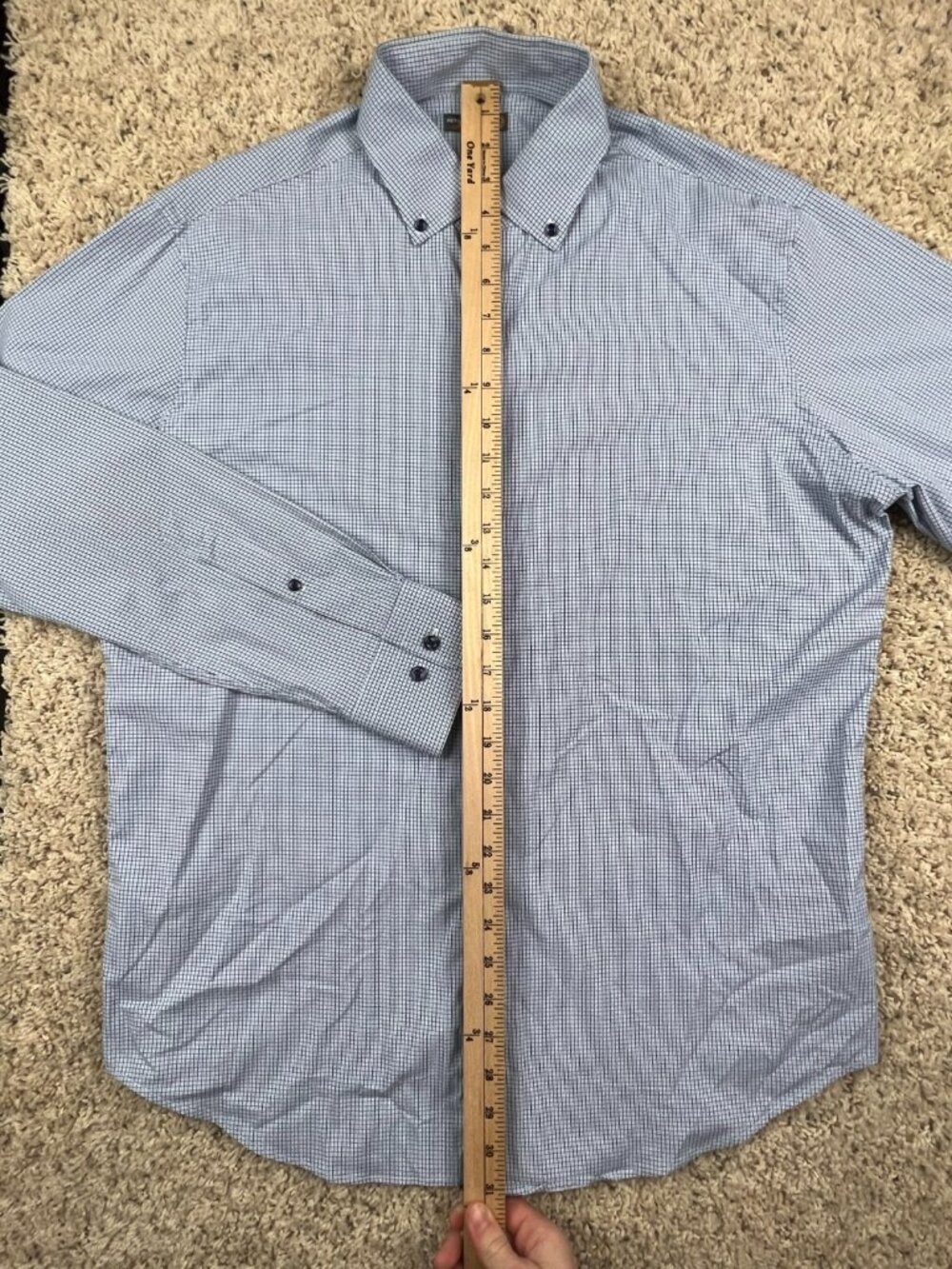 Peter Millar Large Blue Check Summer Comfort Long Sleeve Button Up Shirt 4e - Picture 5 of 9